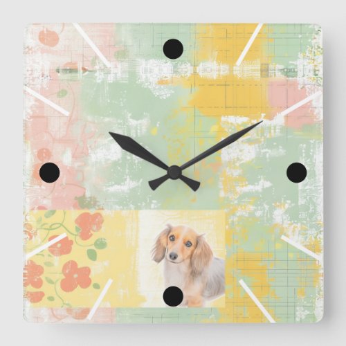 Pretty pastel dachshund wall clock