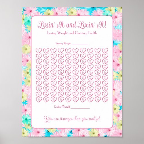 Pretty Pastel Daisies Weight Loss Tracker Poster