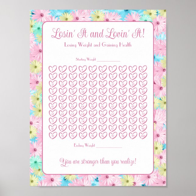 Pretty Pastel Daisies Weight Loss Tracker Poster (Front)