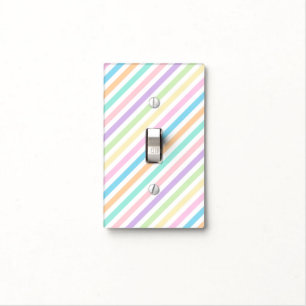 Pretty Pastel Diagonal Stripes Light Switch Cover
