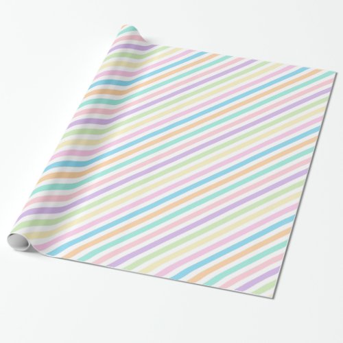 Pretty Pastel Diagonal Stripes Wrapping Paper
