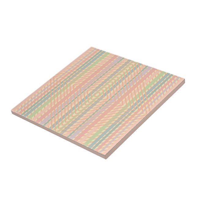 Pretty Pastel Diamond Pattern  Ceramic Tile (Side)