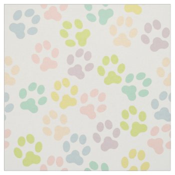 Pretty Pastel Doggy Paw Prints Pattern Fabric by forbz4design at Zazzle