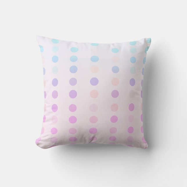 pretty pastel dots patterned pink purple blue throw pillow (Front)