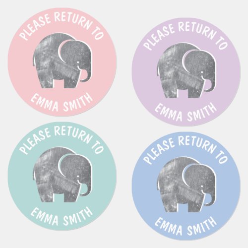 Pretty Pastel Elephant Kids Personalized Kids  Kids Labels