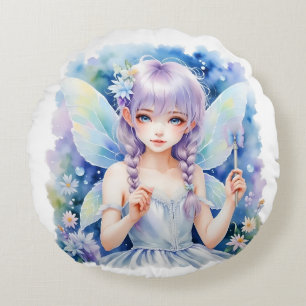 Pretty Pastel Fairy Round Pillow