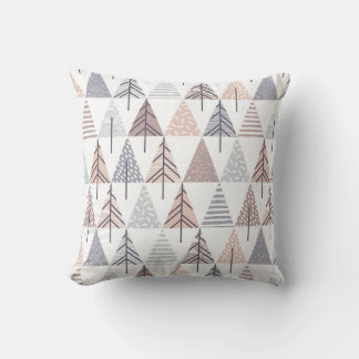 Pretty Pastel Festive Christmas Tree Pattern Throw Pillow