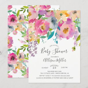 Pretty Pastel Floral Baby Shower Invitation