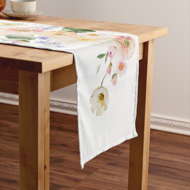 Pretty Pastel Floral Baby Shower Short Table Runner (In Situ)