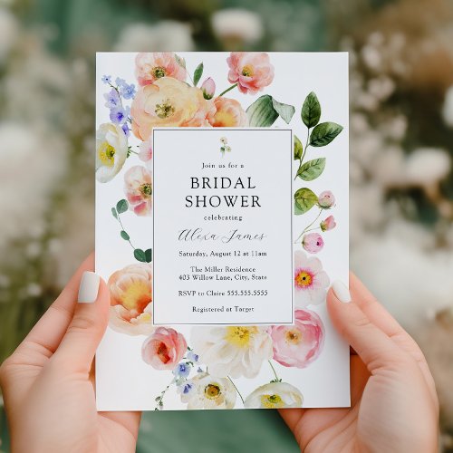 Pretty Pastel Floral Bridal Shower Invitation