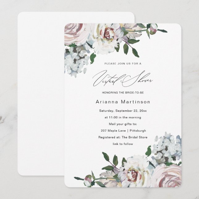 Pretty Pastel Floral Bridal Shower Invitation (Front/Back)
