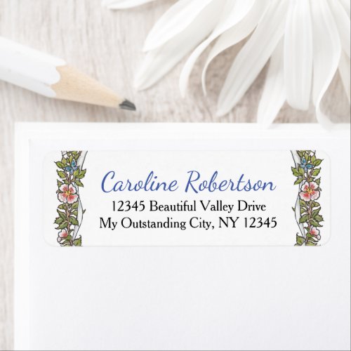 Pretty  Pastel Floral Foliage Wedding Mailing Label