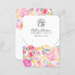 Pretty pastel floral logo jewelry earring necklace business card