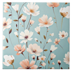 Pretty Pastel floral pattern, AI generated, Ceramic Tile