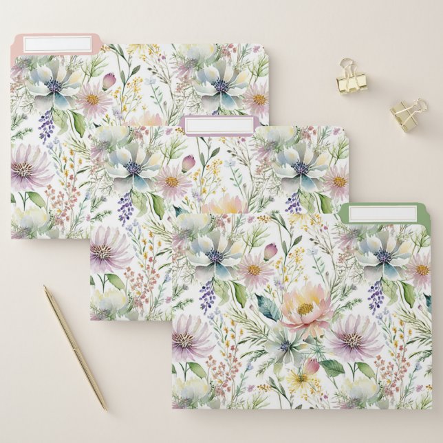 Pretty pastel floral pattern file folder (Set)