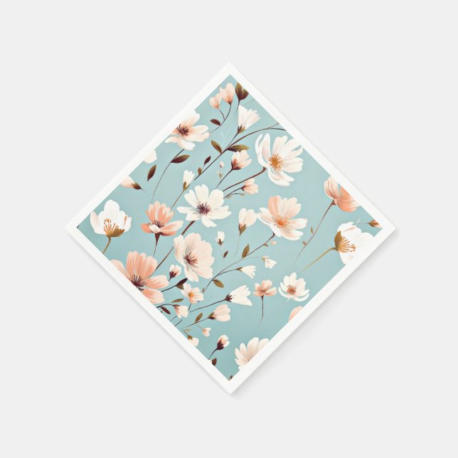 Pretty Pastel Floral Pattern Napkins (Corner)
