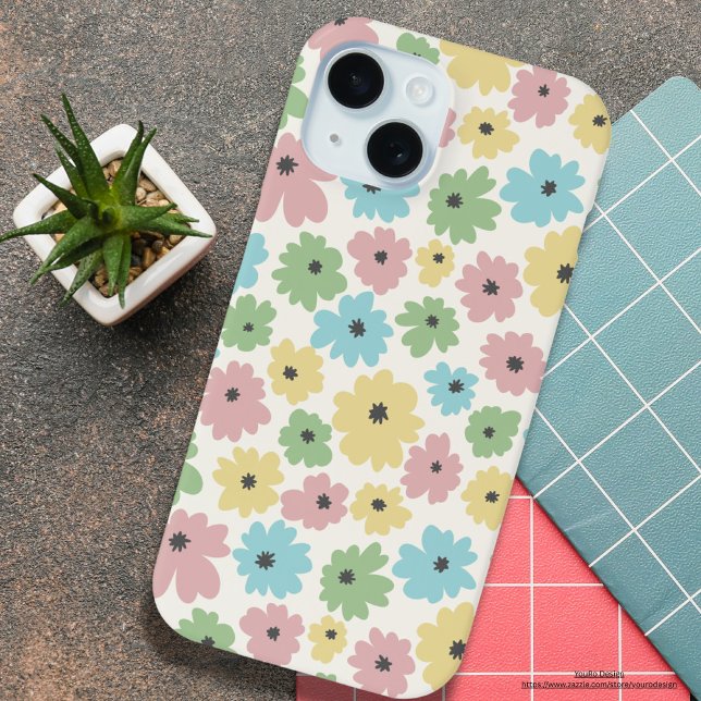 Pretty pastel floral pattern pink yellow girly Case-Mate iPhone case (Creator Uploaded)