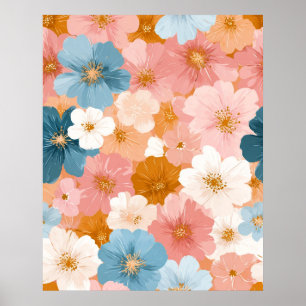 Pretty Pastel Floral Pattern Poster