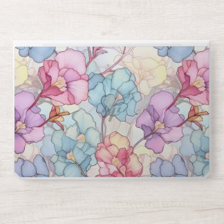 Pretty Pastel Floral Stained Glass Pink & Blue HP Laptop Skin
