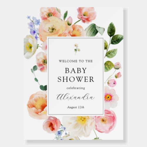 Pretty Pastel Floral Welcome Baby Shower Foam Board