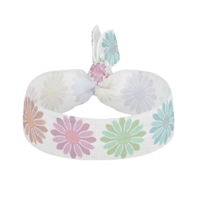 Pretty Pastel Flowers Elastic Hair Tie (Front)