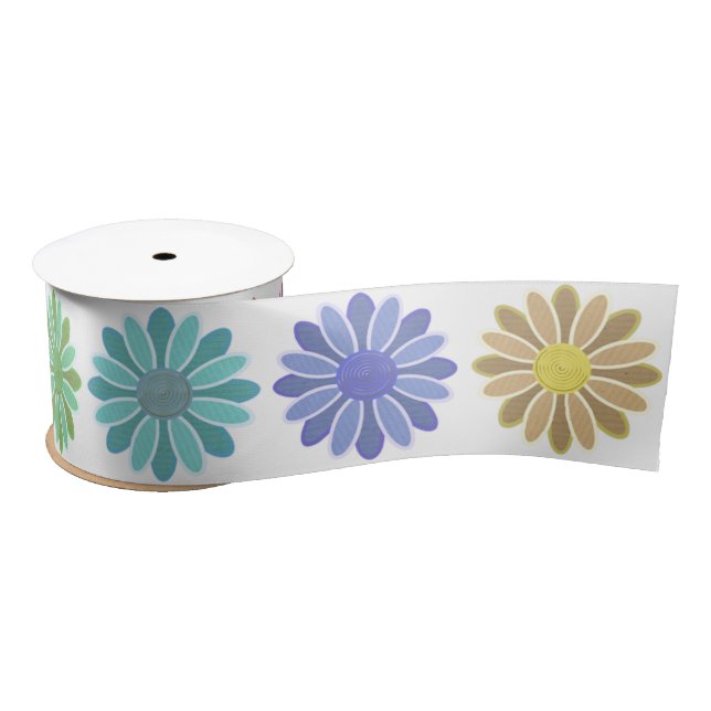 Pretty Pastel Flowers Satin Ribbon (Spool)