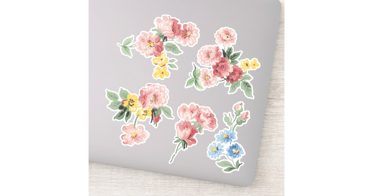 Pretty Pastel Flowers Sticker Zazzle