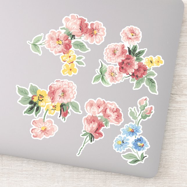 Pretty Pastel Flowers Sticker (Detail)