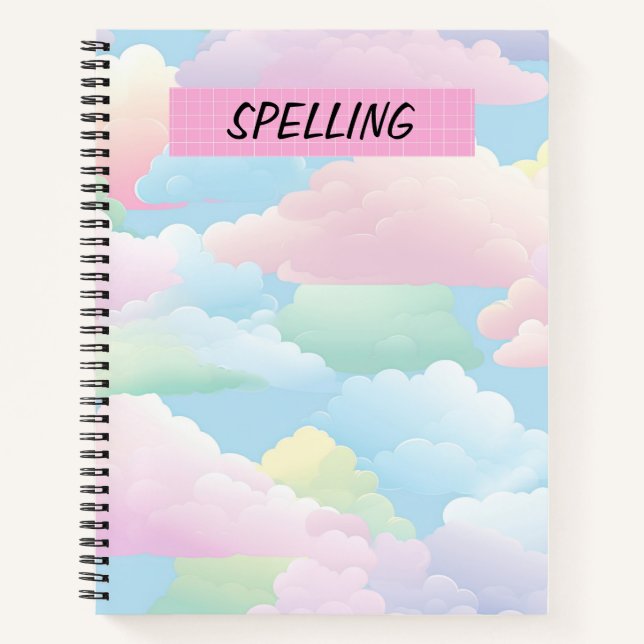 PRETTY PASTEL FLUFFY CLOUDS NOTEBOOK (Front)