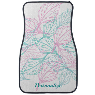 Pretty Pastel Foliage Leaves Personalized Car Floor Mat