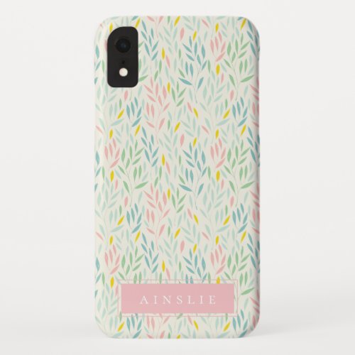 Pretty Pastel Foliage Pattern iPhone XR Case