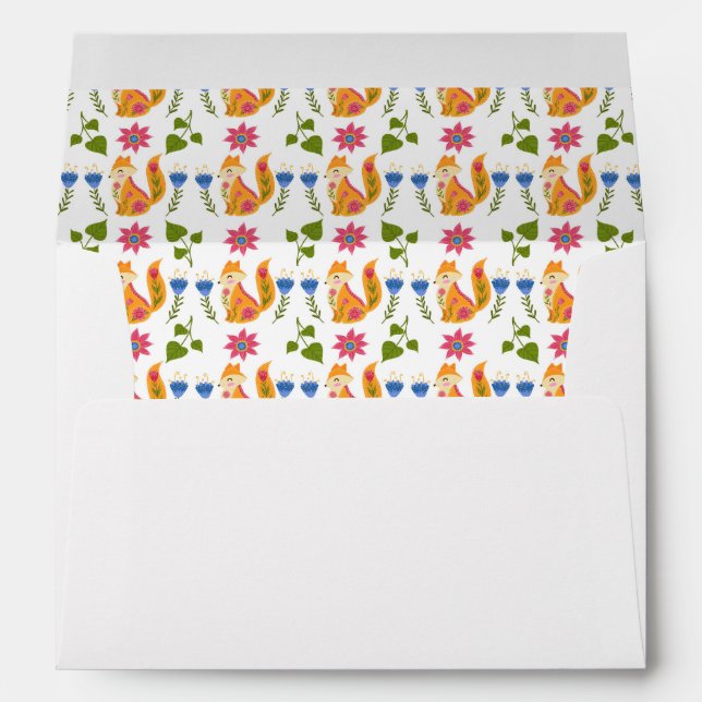 Pretty Pastel Foxy Floral Pattern Envelope (Back (Bottom))