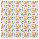 Pretty Pastel Foxy Floral Pattern Fabric