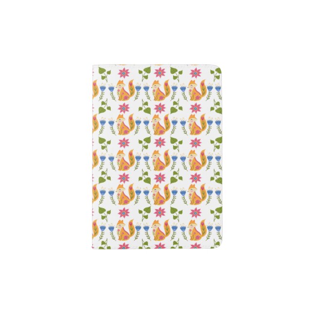 Pretty Pastel Foxy Floral Pattern Passport Holder (Front)