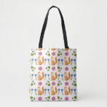 Pretty Pastel Foxy Floral Pattern Tote Bag