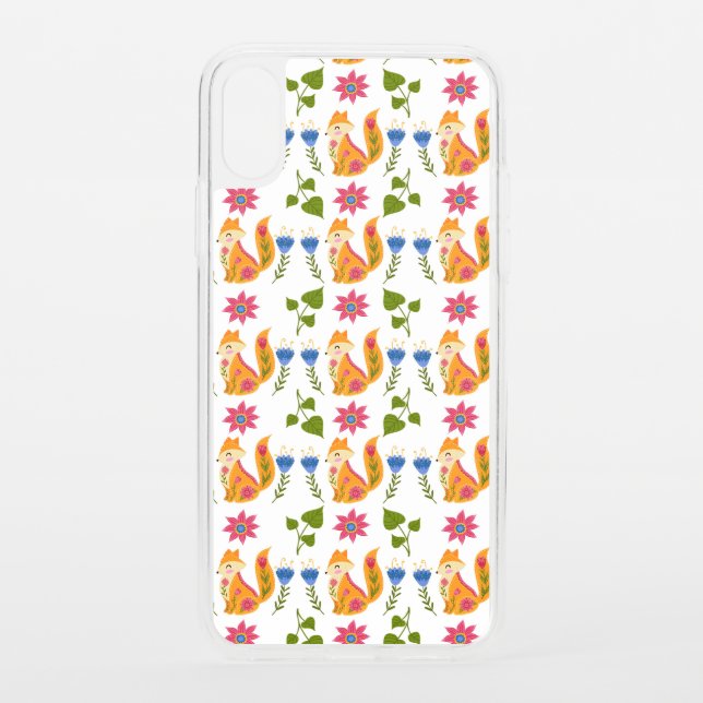 Pretty Pastel Foxy Floral Pattern Uncommon iPhone Case (Back)
