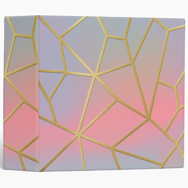 Pretty Pastel Geometrical Mosaic Pattern Binder (Front/Spine)