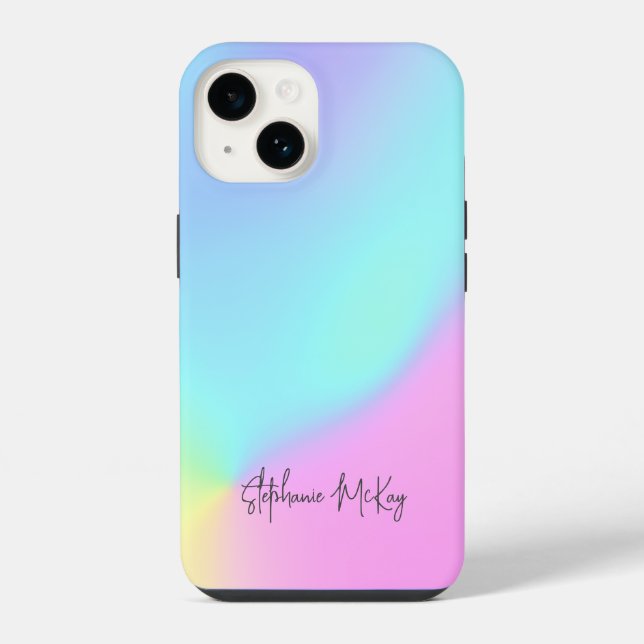 Pretty pastel gradient personalized iphone case (Back)