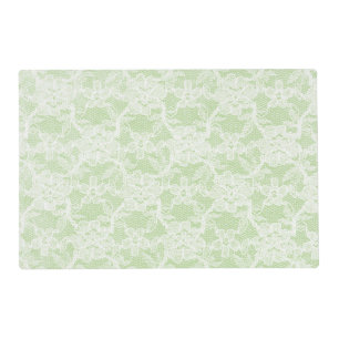 PRETTY PASTEL GREEN LACE LOOK PATTERN & STRIPES PLACEMAT