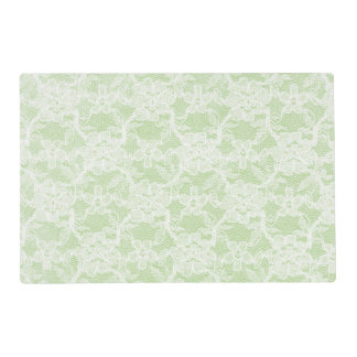 PRETTY PASTEL GREEN LACE LOOK PATTERN & STRIPES PLACEMAT