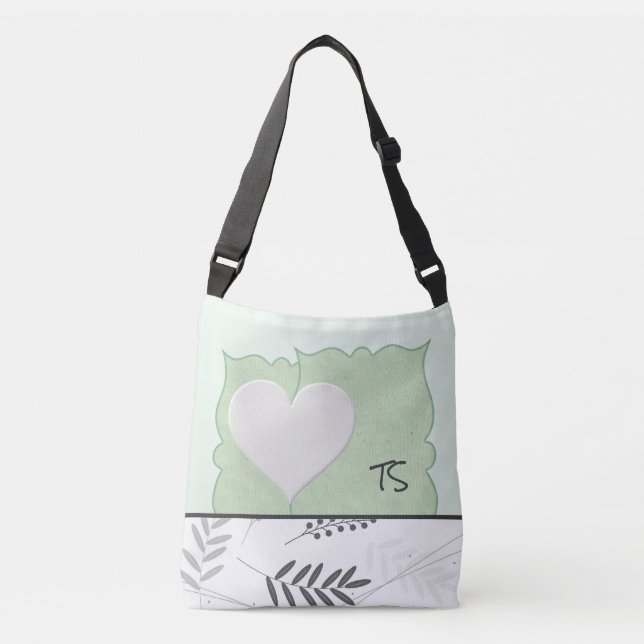 Pretty Pastel Green Personalized Tote Bag w/Heart (Front)