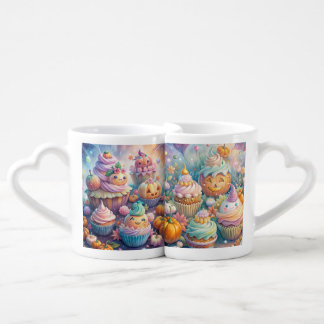 PRETTY PASTEL HALLOWEEN CUPCAKES COFFEE MUG SET