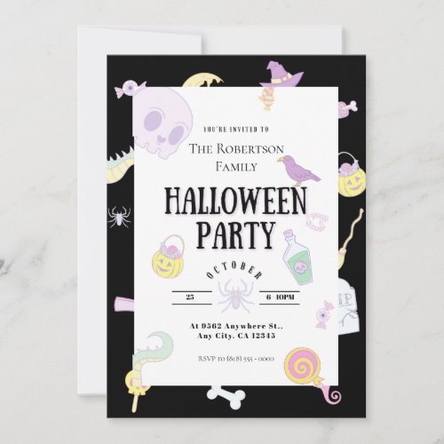 Pretty Pastel Halloween Party Invitation