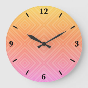 Pretty Pastel Hypnotic Diamond Modern Pop Art Large Clock