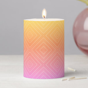 Pretty Pastel Hypnotic Diamond Modern Pop Art Pillar Candle