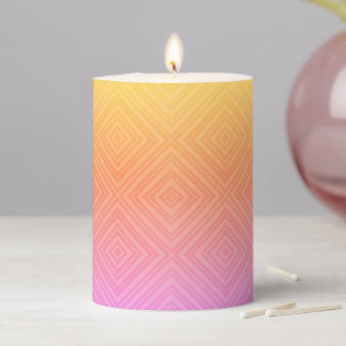 Pretty Pastel Hypnotic Diamond Modern Pop Art Pillar Candle