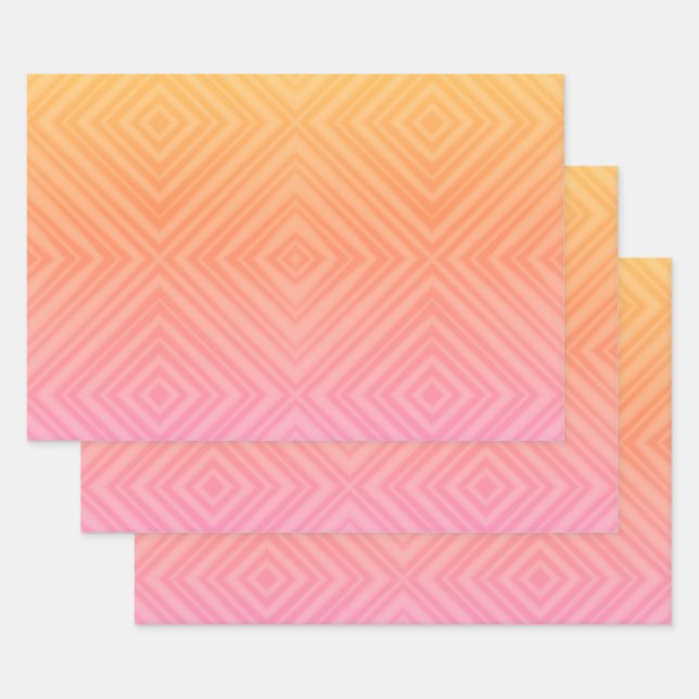 Pretty Pastel Hypnotic Diamond Modern Pop Art Wrapping Paper Sheets (Set)
