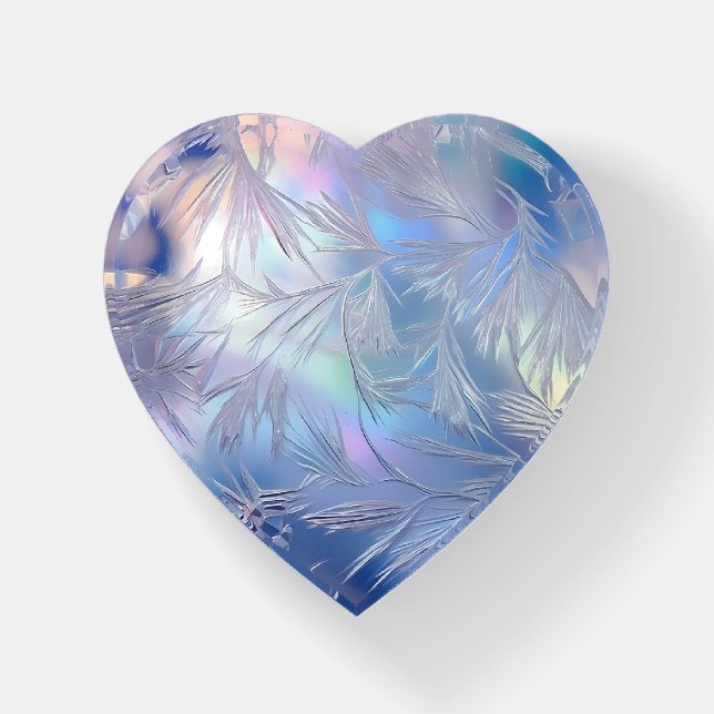Pretty Pastel Ice Shard Pattern Heart Shaped  Paperweight (Front)