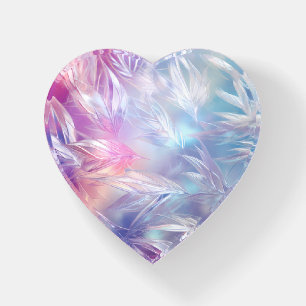 Pretty Pastel Ice Shard Pattern Heart Shaped  Paperweight