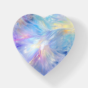 Pretty Pastel Ice Shard Pattern Heart Shaped  Paperweight